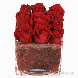 Τριαντάφυλλα και Τροπικά Φυλλώματα - GLASS 18037