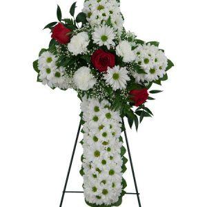 Σταυρός Κηδείας με Χρυσάνθεμα και Τριαντάφυλλα - COND 39058